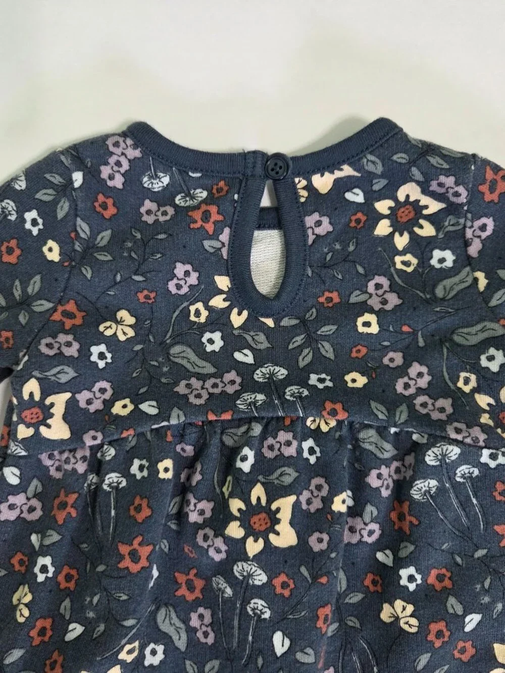 Carter's Child of Mine Floral One Piece Long Sleeve 3-6 month Romper, Green/Navy